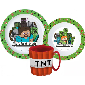 Minecraft Groen – Kinderserviesset 3-delig – Bord, Kom en Beker
